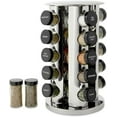 thumbnail image 1 of 20 Jar Revolving Countertop Spice Rack with Spices Included, FREE Spice Refills for 5 Years, Polished Stainless Steel with Black Caps, 30020, 1 of 3