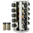 thumbnail image 1 of 20 Jar Revolving Countertop Spice Rack with Spices Included, FREE Spice Refills for 5 Years, Polished Stainless Steel with Black Caps, 30020, 1 of 8