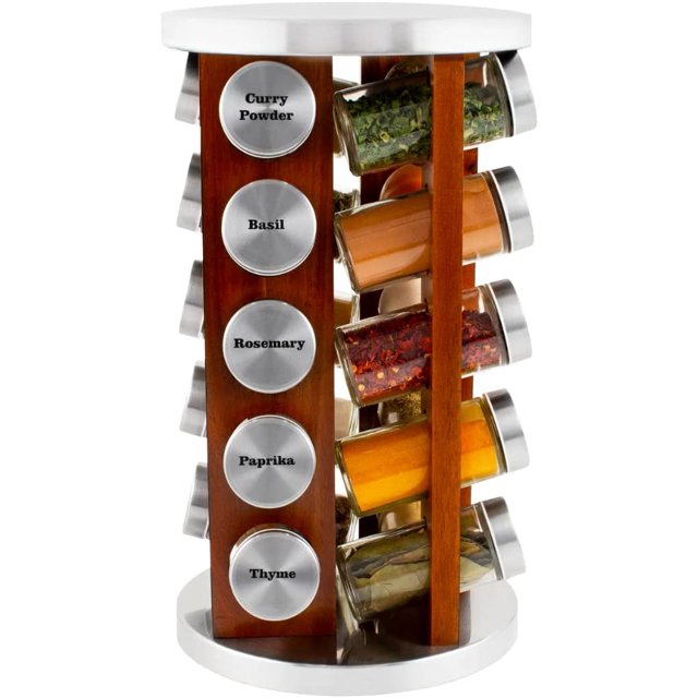 20 Jar Spice Rack with Spices Included Tower Organizer for Kitchen