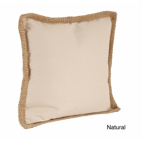 20" Jute Braided Cotton Throw Pillow, Down Filler Included (Natural)