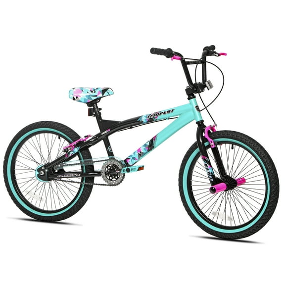 20" Kent Tempest BMX Bicycle, Fits Riders 4'2" - 5', Black/Aqua, Child, Unisex