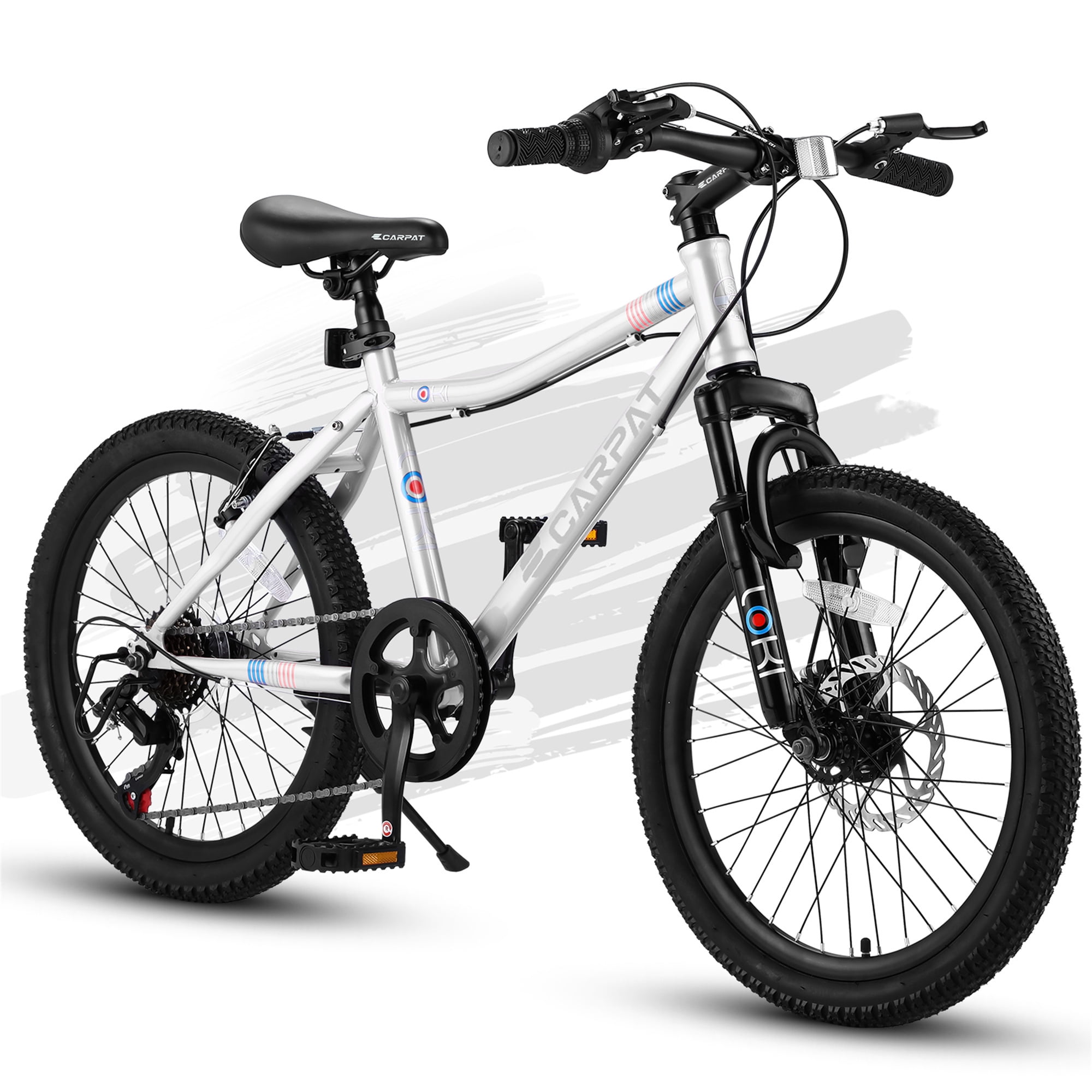 20 Kids Bicycles 7 Speed Kids Mountain Bike with Grip Shift Kids Bikes with Rear Derailleur Kids Lightweight Bikes with Front Disc Brake Rear V brake Teenager Cycle Bikes for Boys Girls White