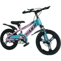 20" Kids Bike, Wanan Training Bicycle for 8-12 Years Boys Girls, Kids' Bicycles with Training Wheels, Handbrake, Kickstand, Girls Bike for Toddlers Beginners (Blue & Pink)