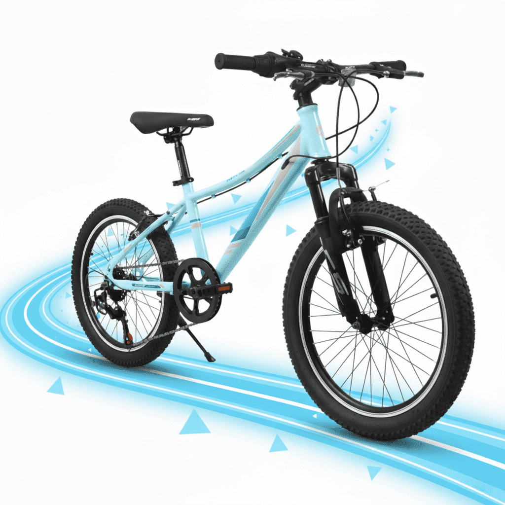 20 inch Kids Mountain Bike for Girls Boys 7-12 Years Youth Bicycle MTB, 7-Speed with Suspension Fork, V-Brakes - Pink/Blue