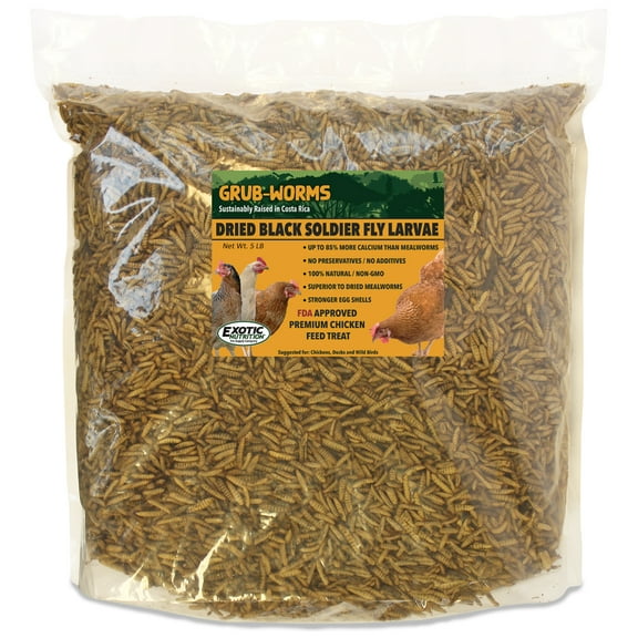 20 LB Grub-Worms Chicken Feed | Grown in Americas | Better Than Mealworms | Dried Black Soldier Fly Larvae BSF
