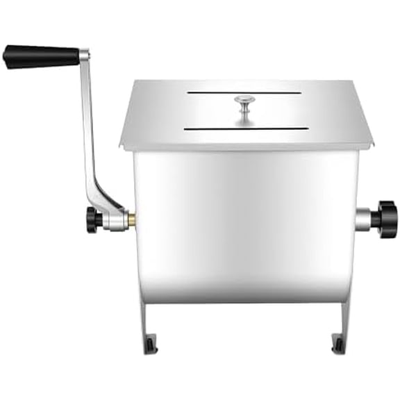 20 LBS Meat Mixer, Manually Cranked Sausage Mixer Stainless Steel Meat Grinder Commercial and Household Meat Processing Equipment with Lid for mixing meat seasonings restaurants kitchens canteens