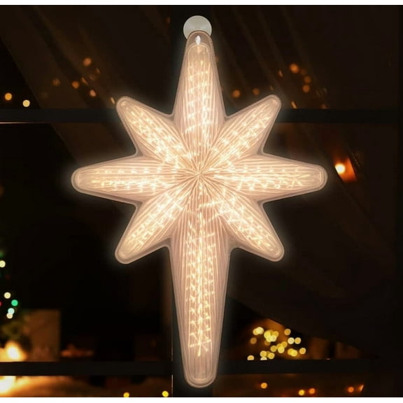 20" LED Bethlehem Star with Movement, 3D Digital Flash-Shooting Star - Warm White Hanging Outdoor Christmas Decoration