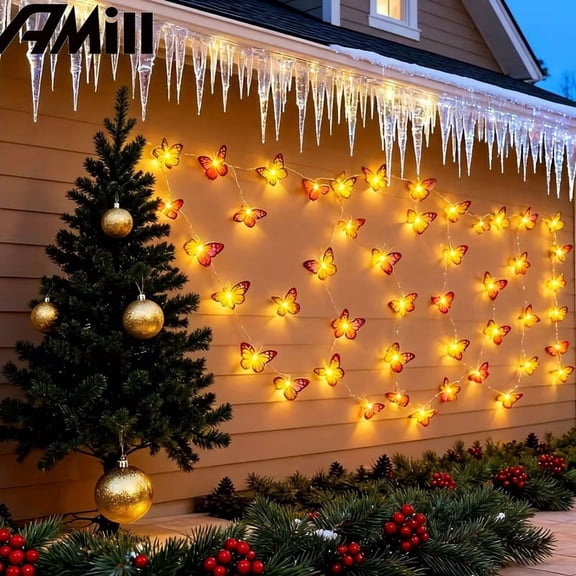 20 LED Bohemian Butterfly String Lights - Warm White Fairy Lights for Indoor & Outdoor Decor, 118.85 Inches Long