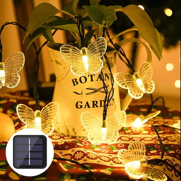 20 LED Butterfly String Lights, 16.4FT Solar String Lights Outdoor Butterfly Fairy Decorative Lights for Patio Christmas Tree Lawn Party Garden Gazebo Wedding