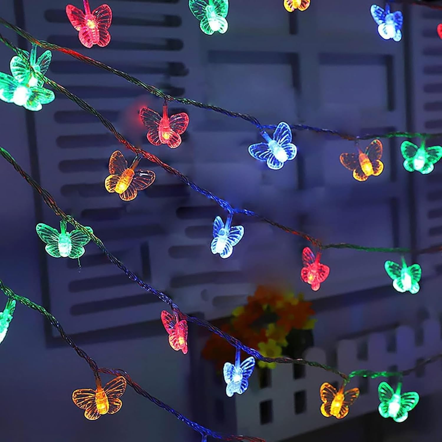 20 LED Butterfly String Lights, 16.4FT Solar String Lights Outdoor Butterfly Fairy Decorative Lights for Patio Christmas Tree Lawn Party Garden Gazebo Wedding