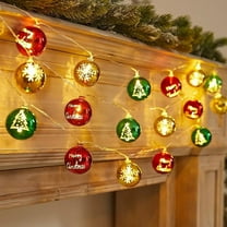 20 LED Christmas Ball String Lights 3m Battery Operated Fairy Lights with Flash and Steady Modes, Red Green Gold Shatterproof Bulb Ornaments for Xmas Tree Holiday Party Decoration