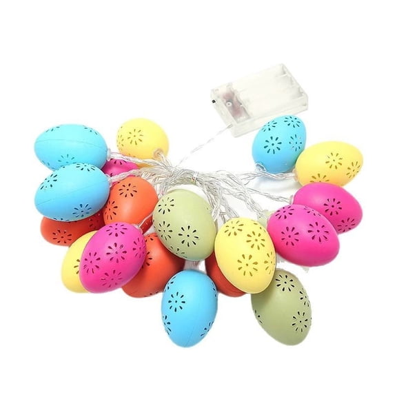 20 LED Easter Egg String Lights - Hollow Glowing Ornaments - Battery Operated Fairy Lamp - Indoor Outdoor Home Bedroom Patio Decor Spring Party Supplies Night Light Festival Atmosphere Lighting Prop