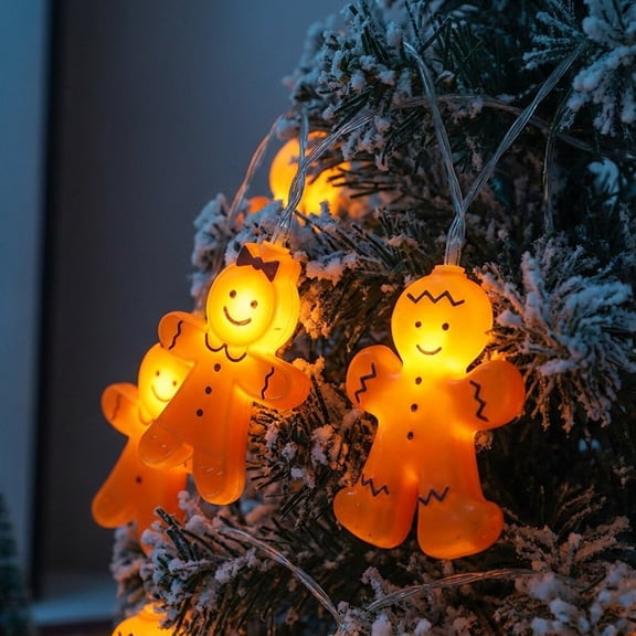 20 LED Gingerbread Man String Lights, Christmas Cookie Fairy Lights for Xmas Tree Indoor Holiday Decor