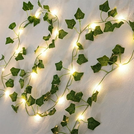20 LED Ivy String Lights,6.6ft Artificial Ivy Garland with Lights Hanging Greenery Leaf Plants for Home Kitchen Garden Office Wall Decor Wedding Party Decor