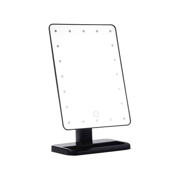 20 LED Lights Makeup Mirror Touch Screen Lighted Tabletop Cosmetic Mirror (Black)
