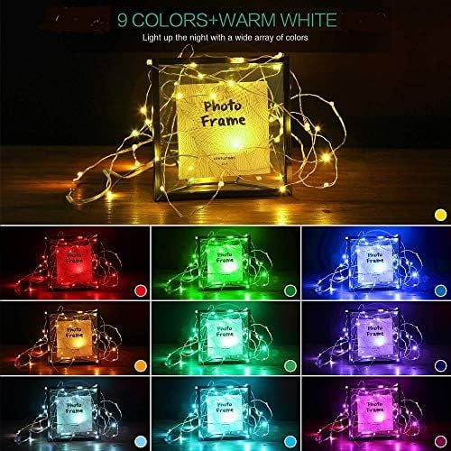 20 LED Photo Clip String Lights, 6.56ft 10 Color Changing Battery Operated & USB Fairy Lights with Remote Timer for Hanging Photo Banner, Cards, Memos, Indoor Ambiance Wall Decor