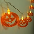 thumbnail image 1 of 20-LED Pumpkin String Lights - 10FT Battery-Operated Halloween Garland with 8 Flashing Modes (Orange), 1 of 5