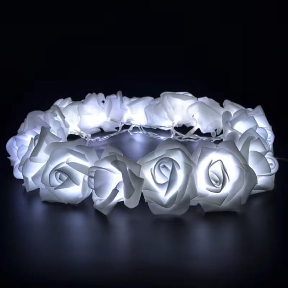 20 LED Rose Flower String Lights - Battery Powered Artificial Flower Bouquet for Wedding, Christmas, Valentine's Day Decor