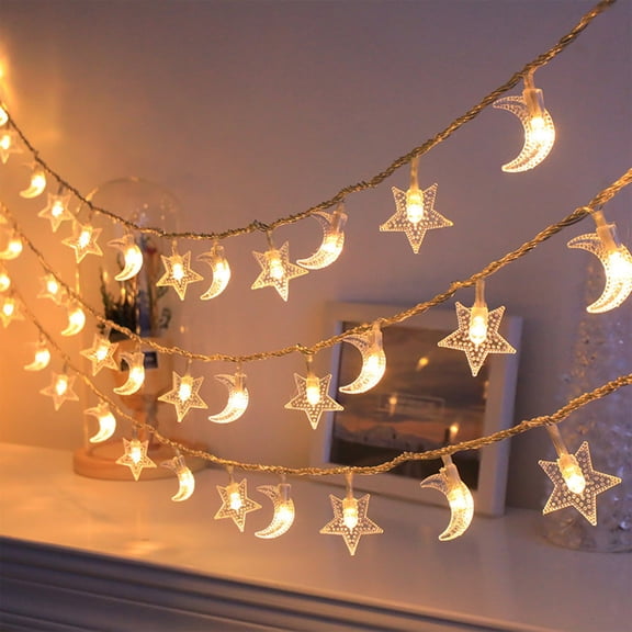 20 LED Star Moon Ambient String Lights, Colorful Festival Fairy Lights, Decorative Lights, Great for Kids Room Camping Tent Bedroom Holiday Party Wall Ceiling Decor