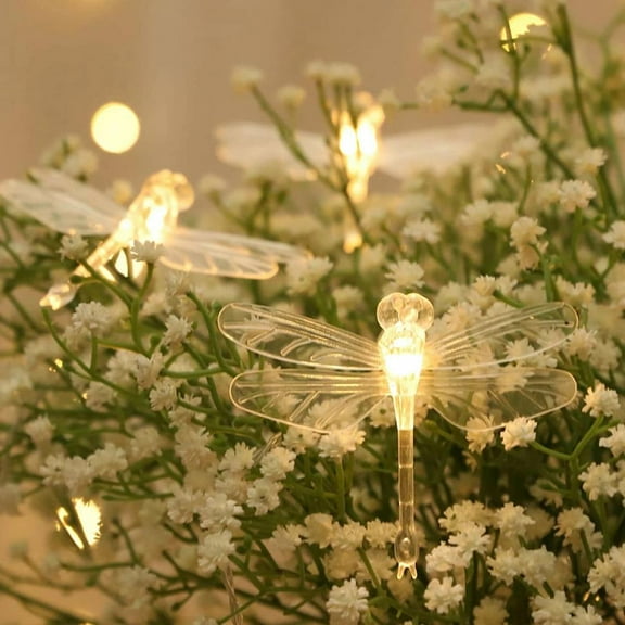 20 LED String Lights Dragonfly Shape Waterproof Outdoor Garden Party Fairy Lamps