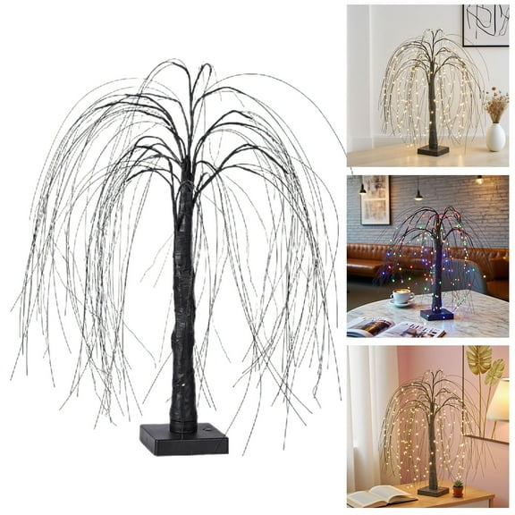 20" LED Weeping Willow Tree with Colorful Lights - Battery/USB Operated Lighted Twig Tree for Indoor/Outdoor Wedding, Party, Garden & Home Decor