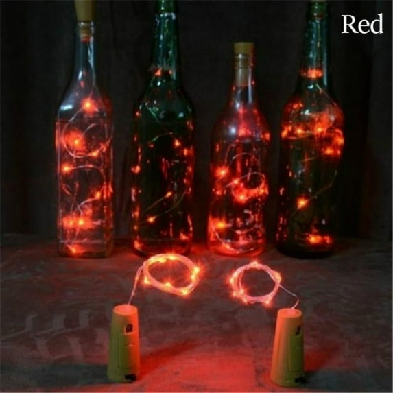 20 LEDs Wine Bottle Lights with Cork Fairy String Light for DIY Party Halloween Christmas Wedding Decoration, Solar Powered LED String Light, Red