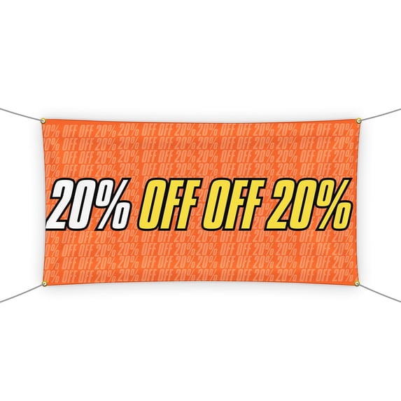 20 Off Large Banners and Signs for Outdoor by DreamController|Polyester Banner with 4 Holes for Easy Hang Indoor & Outdoor|4x2 Feet Banner to Promote Business Seles|HD Banner Made in USA
