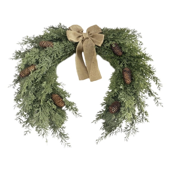 20" Large Cedar Christmas Wreath for Front Door, Greenery Artificial 18 Inches Xmas Wreath for Holiday Farmhouse Rustic Indoor Outdoor Window Fireplace Wall Hanging Home Decoration