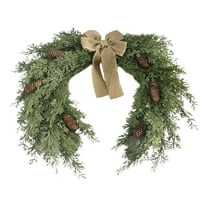20" Large Cedar Christmas Wreath for Front Door, Greenery Artificial 18 Inches Xmas Wreath for Holiday Farmhouse Rustic Indoor Outdoor Window Fireplace Wall Hanging Home Decoration