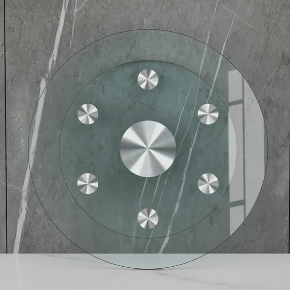 20" Large Tempered Glass Lazy Susan Turntable,Round Glass Dining Table Top,Silent & Smooth Rotating Tray Serving Plate,Heavy Duty Glass Centerpiece Turntable for Family Gatherings (20 inch)