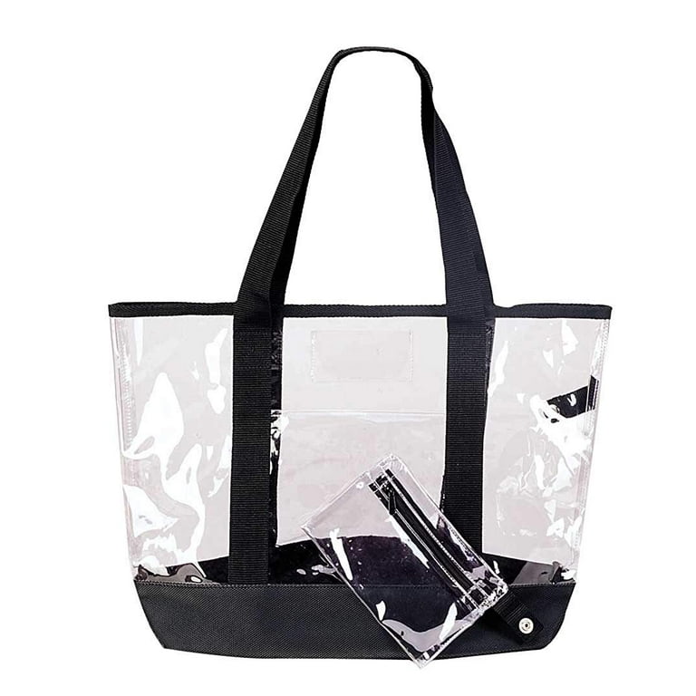 Transparent Clear Grocery Large Tote Bag with Clear Zippered Pouch