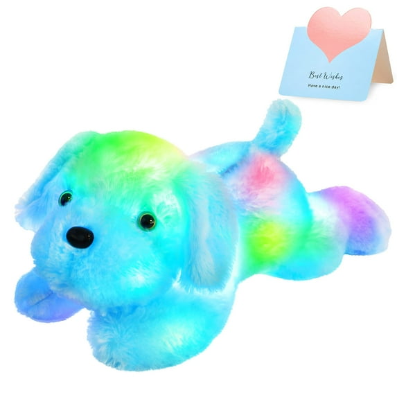 20" Light up Puppy Stuffed Animal,Creative Night Light Lovely LED Dog Glow Soft Plush Toy,Gifts for Kids on Christmas Birthday Valentines Festivals(Blue)