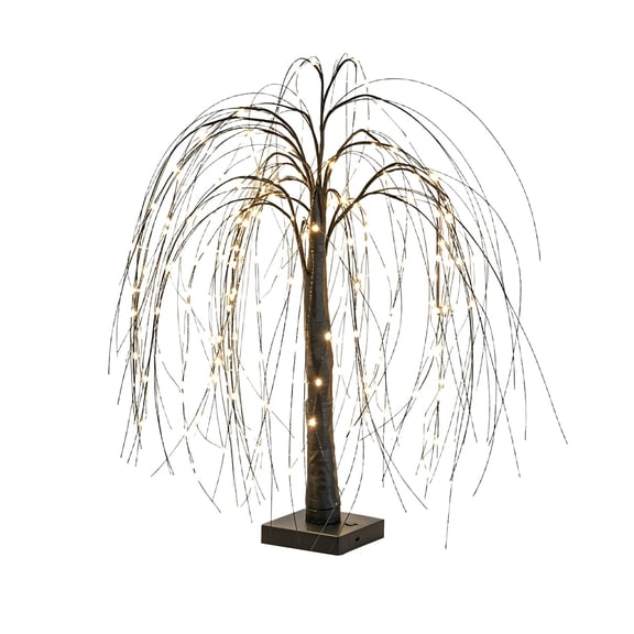 20" Lighted Willow Tree, Fireworks Lights for Outside, Weeping Willow Light Up Tree, for Indoor Party Home Shelf Decor, Halloween Home Bedroom Décor