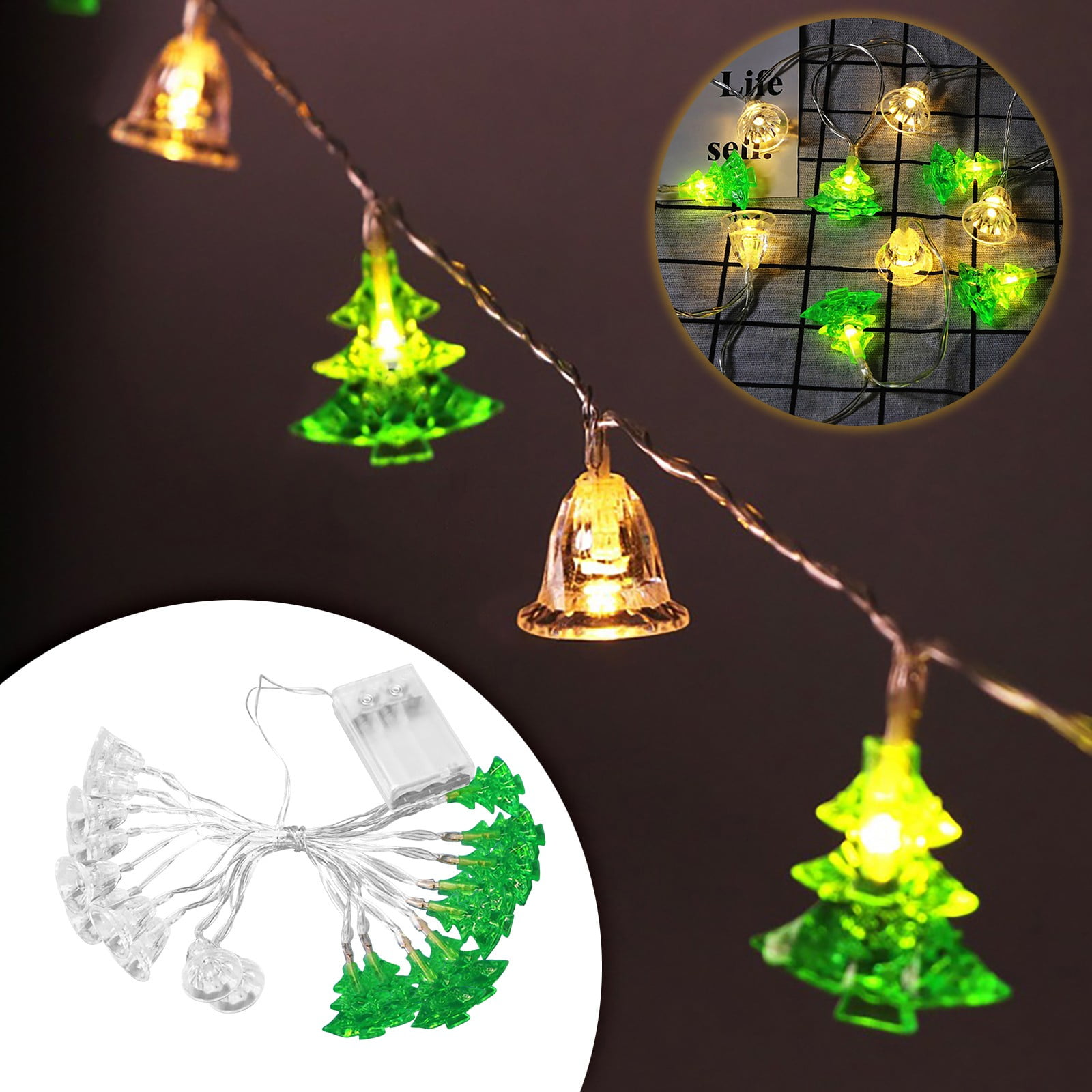 20 Lights Led3 5 Battery 3 Meter Christmas Bells Green Christmas Tree