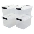 20 Liter Plastic Clear Storage Bins with Handles, Lidded Storage Boxes