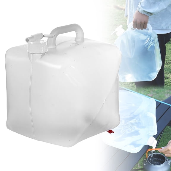 20-Liter White-Capped Outdoor Emergency Foldable Water Storage Bucket/Bag Camping Water Storage Cubes Jug Water Container With Spigot Foldable Outdoor