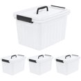 thumbnail image 1 of 20 Liters Clear Storage Boxes with Lids and Handles, Plastic Containers Totes Set of 4, 1 of 7