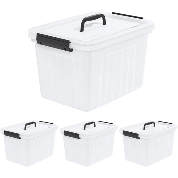 20 Liters Clear Storage Boxes with Lids and Handles, Plastic Containers Totes Set of 4