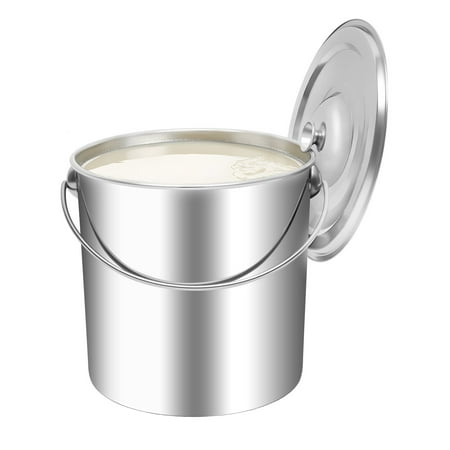 20 Litre Stainless Steel Handled Pail Bucket, Quality Polished Stainless Steel Household Bucket with Lid & welded Handle for Food Use Milk Feed Kitchen Catering Ice Industrial