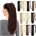 thumbnail image 1 of 20" Long Straight Clip On Pony Tail Hair Pieces Ombre Dip Dyed Wrap Around Ponytail Hair Extensions Hairpieces(80G Natural black to honey blonde), 1 of 8