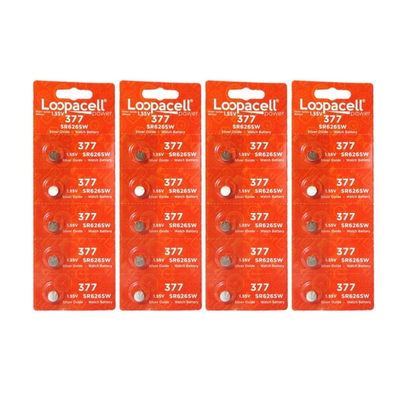 20 Loopacell 377 376 Silver Oxide Watch Batteries SR626SW SR626W