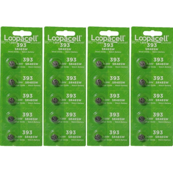 20 Loopacell 393 SR754W 1.55 Volt Silver Oxide Cell Watch Batteries