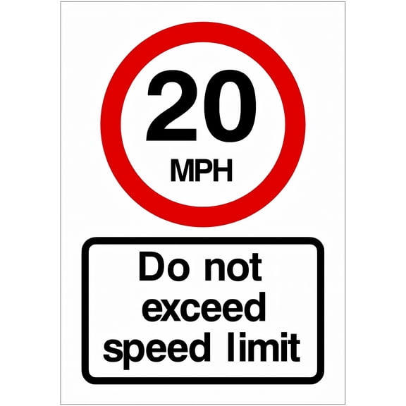 20 MPH Speed Limit Metal Tin Sign, 8"x12" Caution Security Safety Decor, Indoor Outdoor Home Office Work & Road