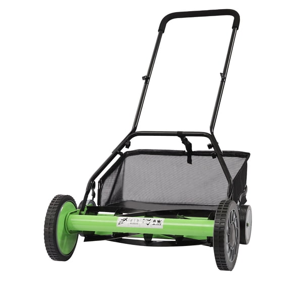 20" Manual Reel Lawn Mower, 5-Blade, 9-Gear Adjustable Height, Eco-Friendly