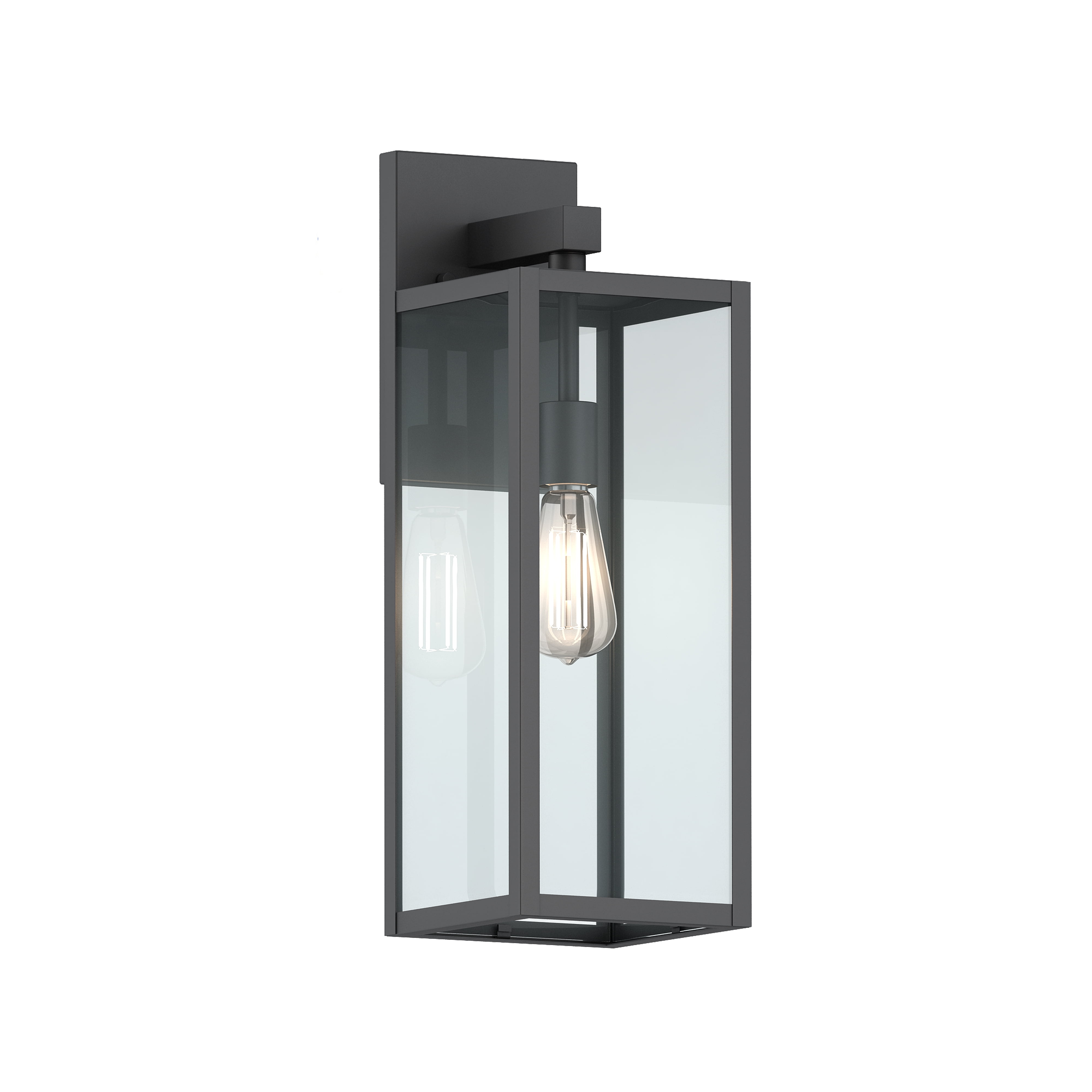 21" Matte Black Direct Wired Electric Lantern with Clear Glass