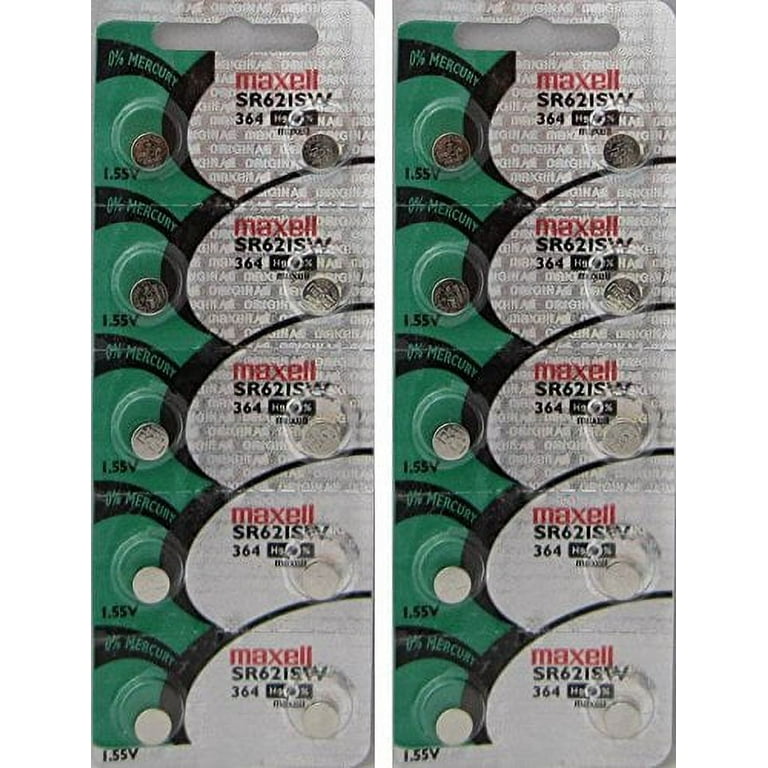 Maxell 20 Pack 364 SR621SW LR621 Batteries, 1.55V, Hologram