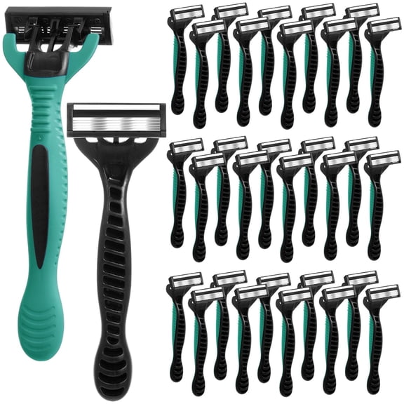 20 Men's 5-blade Disposable Razors for Sensitive Skin, Individually Wrapped Razor Bulk with Rotating Head and Non-slip Handle, Travel Shaving for Home, Hotel, Spa and Business Trips