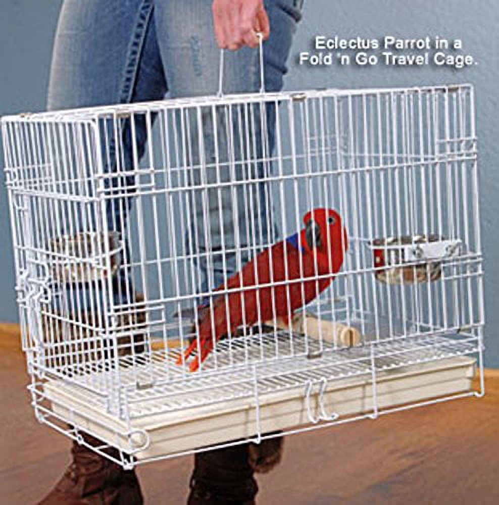 20" Metal Foldable Bird Parrot Travel Veterinary Carrier Wire Cage with Wooden Stand Perch and Stainless Steel Dishes