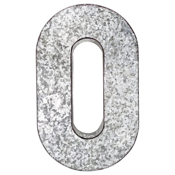 20" Metal Letter "O" Wall Decor, Silver with Rusted Edges, Galvanized Wall Mountable Decoration for Country, -Century, or Farmhouse Themed Room or Event - YOSITiuu