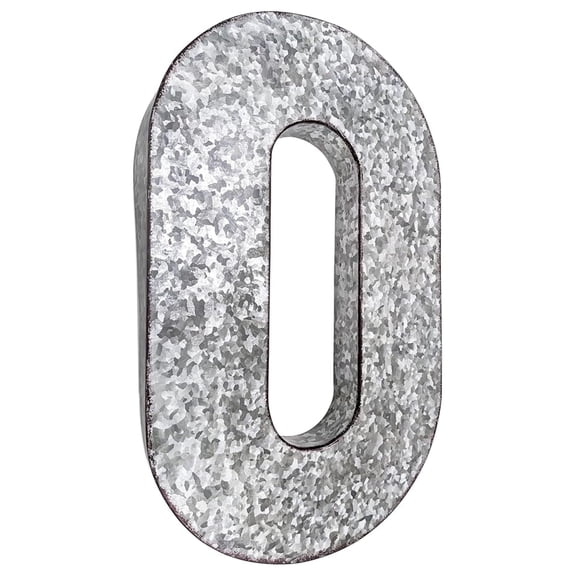 20" Metal Letter O Wall Decor, Silver with Rusted Edges, Galvanized Wall Mountable Decoration for Country, -Century, or Farmhouse Themed Room or Event